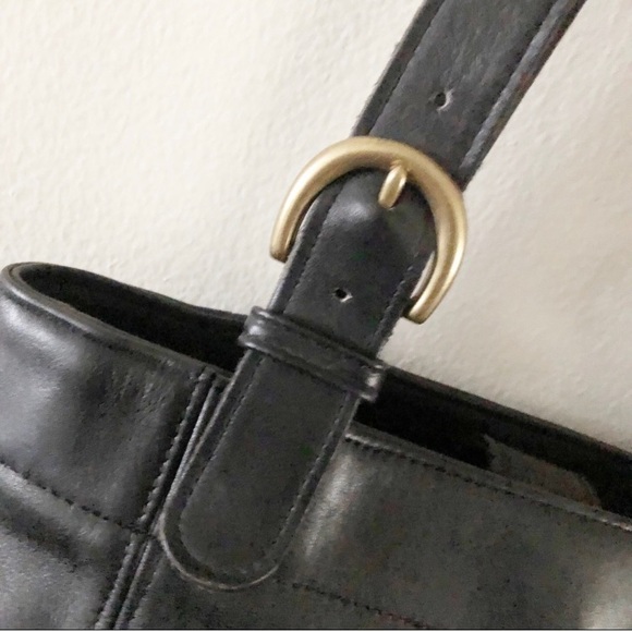 ~HP~ COACH Vintage Waverly Soho Black Double Handle Leather Tote Purse USA Made - Picture 6 of 15